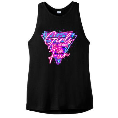 80s Girl Just Wanna Have Fun Nostalgia 1980s Ladies PosiCharge Tri-Blend Wicking Tank