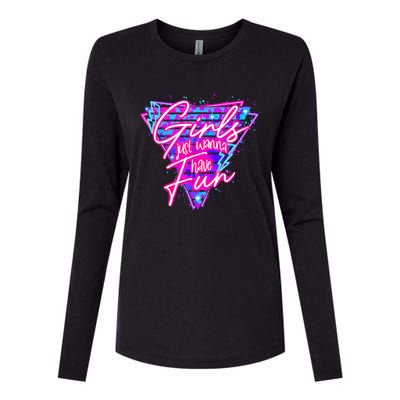 80s Girl Just Wanna Have Fun Nostalgia 1980s Womens Cotton Relaxed Long Sleeve T-Shirt