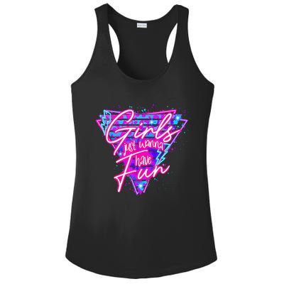 80s Girl Just Wanna Have Fun Nostalgia 1980s Ladies PosiCharge Competitor Racerback Tank