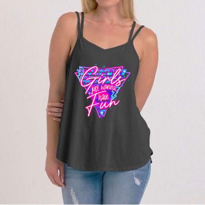 80s Girl Just Wanna Have Fun Nostalgia 1980s Women's Strappy Tank