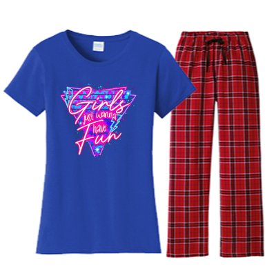 80s Girl Just Wanna Have Fun Nostalgia 1980s Women's Flannel Pajama Set