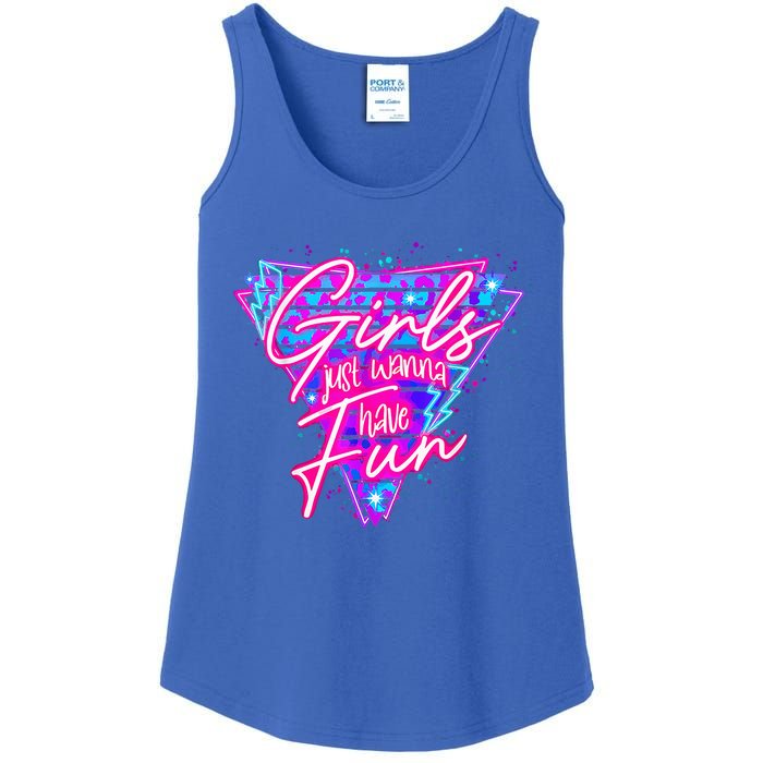 80s Girl Just Wanna Have Fun Nostalgia 1980s Ladies Essential Tank