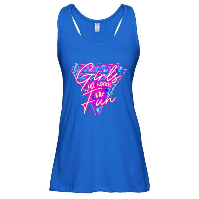 80s Girl Just Wanna Have Fun Nostalgia 1980s Ladies Essential Flowy Tank