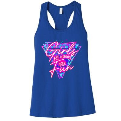 80s Girl Just Wanna Have Fun Nostalgia 1980s Women's Racerback Tank