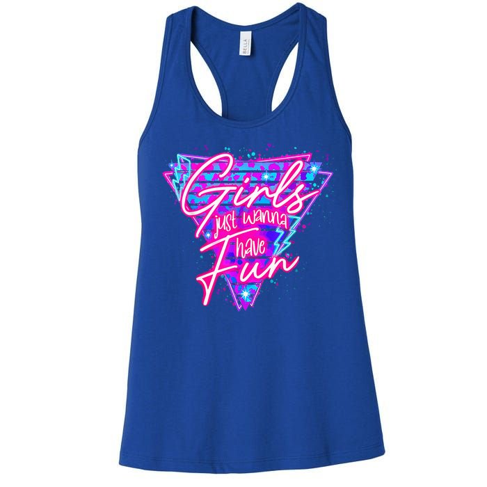 80s Girl Just Wanna Have Fun Nostalgia 1980s Women's Racerback Tank