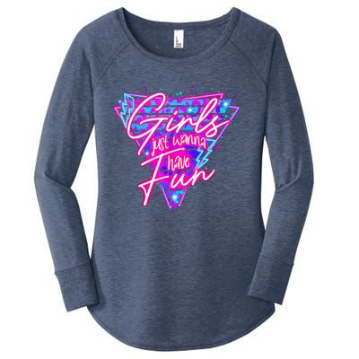 80s Girl Just Wanna Have Fun Nostalgia 1980s Women's Perfect Tri Tunic Long Sleeve Shirt