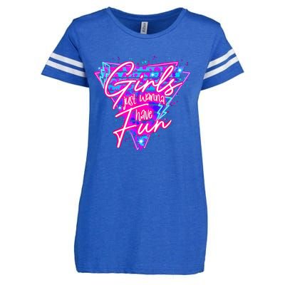 80s Girl Just Wanna Have Fun Nostalgia 1980s Enza Ladies Jersey Football T-Shirt