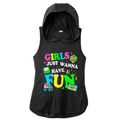 80S Girl Just Wanna Have Fun 1980s Girl Ladies PosiCharge Tri-Blend Wicking Draft Hoodie Tank