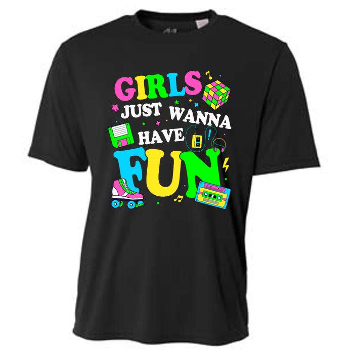 80S Girl Just Wanna Have Fun 1980s Girl Cooling Performance Crew T-Shirt