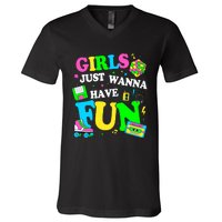 80S Girl Just Wanna Have Fun 1980s Girl V-Neck T-Shirt