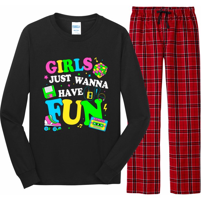 80S Girl Just Wanna Have Fun 1980s Girl Long Sleeve Pajama Set