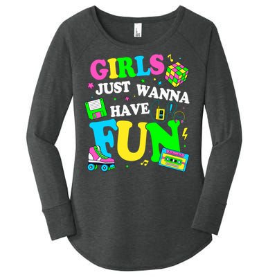 80S Girl Just Wanna Have Fun 1980s Girl Women's Perfect Tri Tunic Long Sleeve Shirt