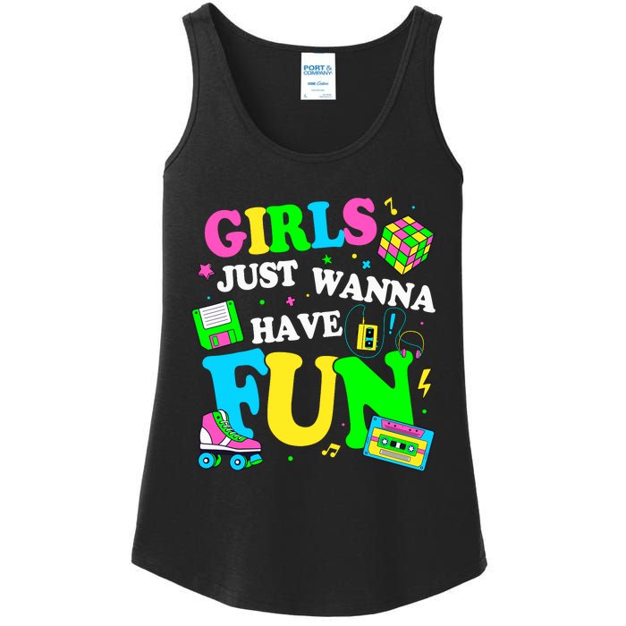 80S Girl Just Wanna Have Fun 1980s Girl Ladies Essential Tank