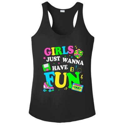 80S Girl Just Wanna Have Fun 1980s Girl Ladies PosiCharge Competitor Racerback Tank