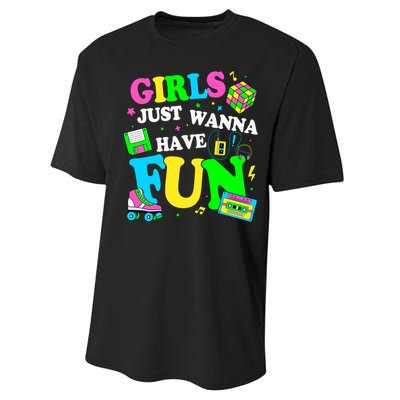 80S Girl Just Wanna Have Fun 1980s Girl Performance Sprint T-Shirt