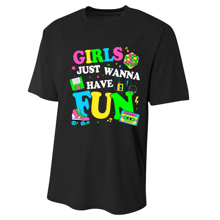 80S Girl Just Wanna Have Fun 1980s Girl Performance Sprint T-Shirt