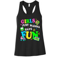 80S Girl Just Wanna Have Fun 1980s Girl Women's Racerback Tank