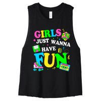 80S Girl Just Wanna Have Fun 1980s Girl Women's Racerback Cropped Tank