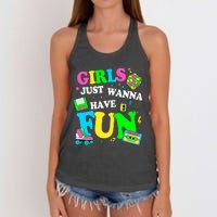 80S Girl Just Wanna Have Fun 1980s Girl Women's Knotted Racerback Tank