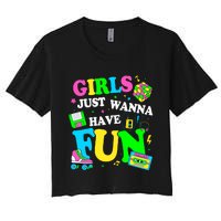 80S Girl Just Wanna Have Fun 1980s Girl Women's Crop Top Tee