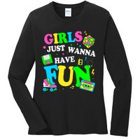 80S Girl Just Wanna Have Fun 1980s Girl Ladies Long Sleeve Shirt