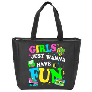 80S Girl Just Wanna Have Fun 1980s Girl Zip Tote Bag