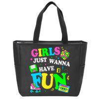 80S Girl Just Wanna Have Fun 1980s Girl Zip Tote Bag