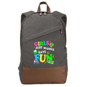 80S Girl Just Wanna Have Fun 1980s Girl Cotton Canvas Backpack