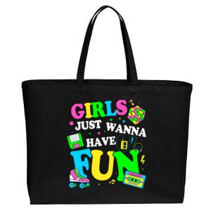 80S Girl Just Wanna Have Fun 1980s Girl Cotton Canvas Jumbo Tote