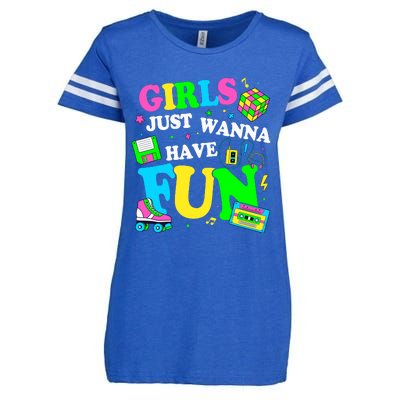 80S Girl Just Wanna Have Fun 1980s Girl Enza Ladies Jersey Football T-Shirt