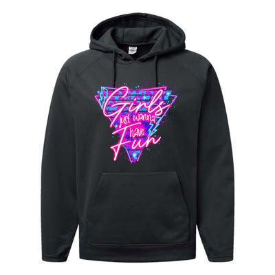 80s Girl Just Wanna Have Fun Nostalgia 1980s Performance Fleece Hoodie