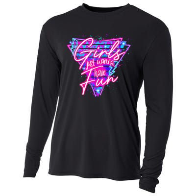 80s Girl Just Wanna Have Fun Nostalgia 1980s Cooling Performance Long Sleeve Crew