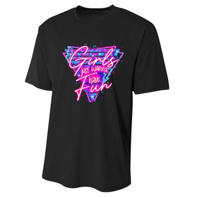 80s Girl Just Wanna Have Fun Nostalgia 1980s Performance Sprint T-Shirt