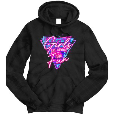 80s Girl Just Wanna Have Fun Nostalgia 1980s Tie Dye Hoodie