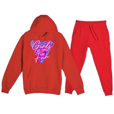 80s Girl Just Wanna Have Fun Nostalgia 1980s Premium Hooded Sweatsuit Set