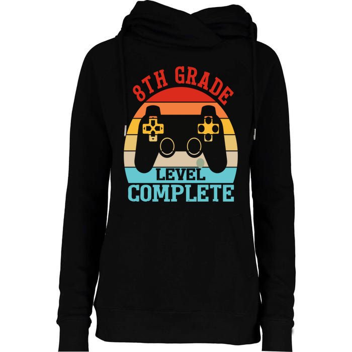 8th Grade Level Complete Last Day Of School Graduation Womens Funnel Neck Pullover Hood