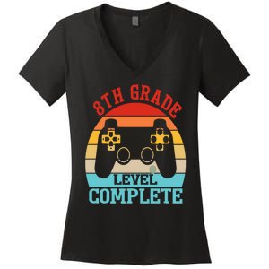 8th Grade Level Complete Last Day Of School Graduation Women's V-Neck T-Shirt