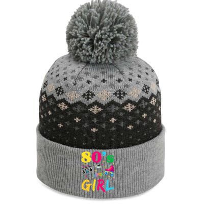 80s Girl Retro Costume The Baniff Cuffed Pom Beanie