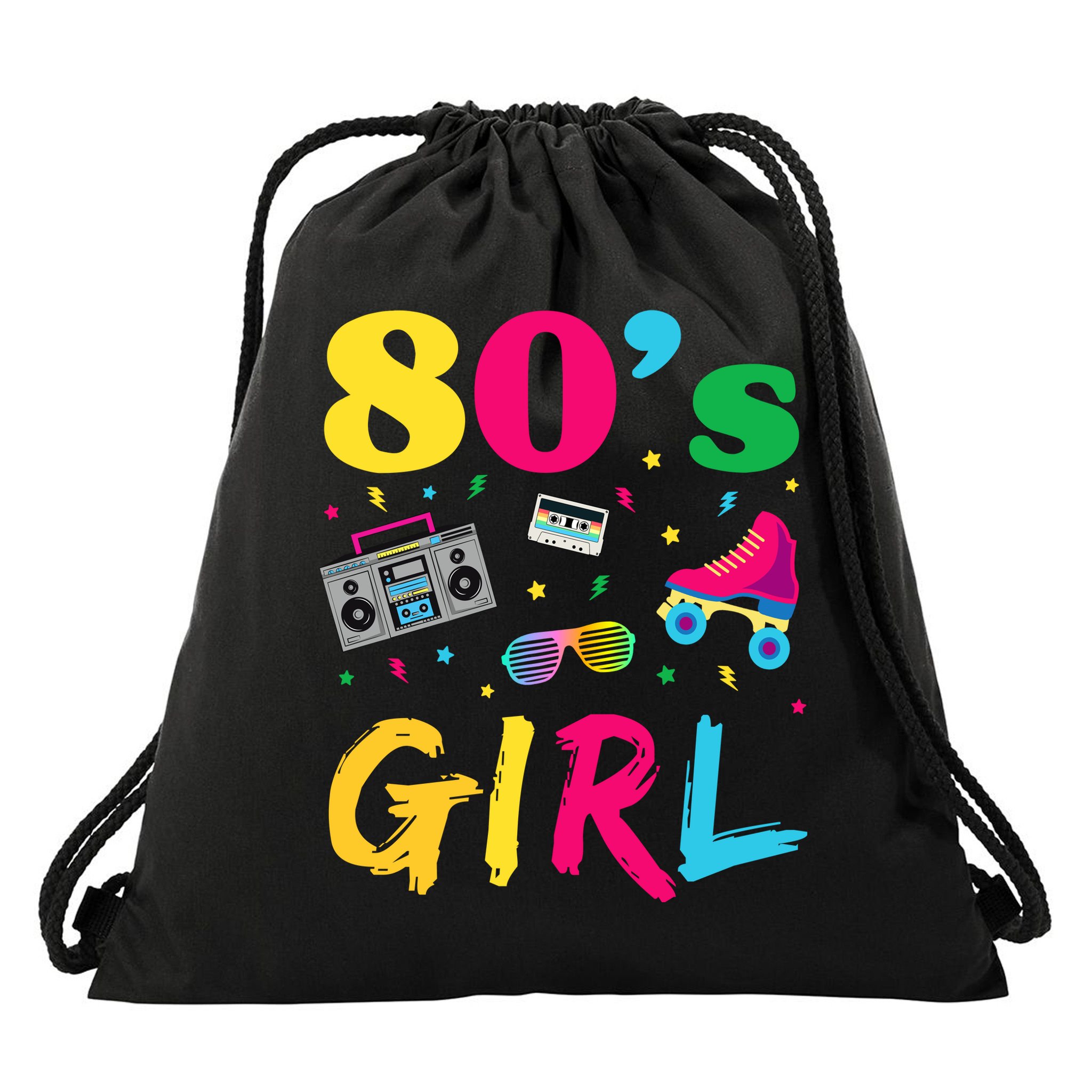 80s Girl Retro Costume Drawstring Bag