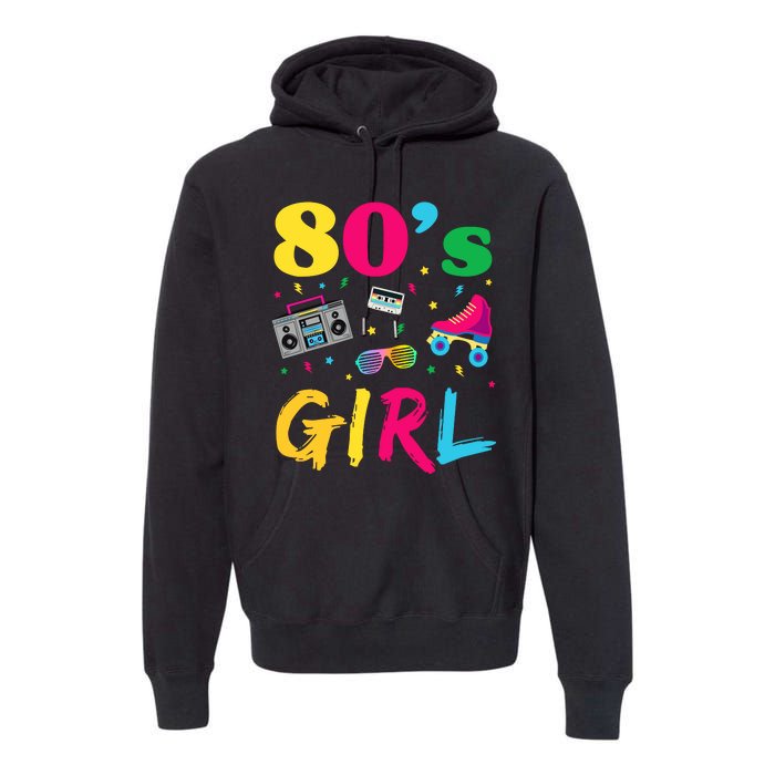 80s Girl Retro Costume Premium Hoodie