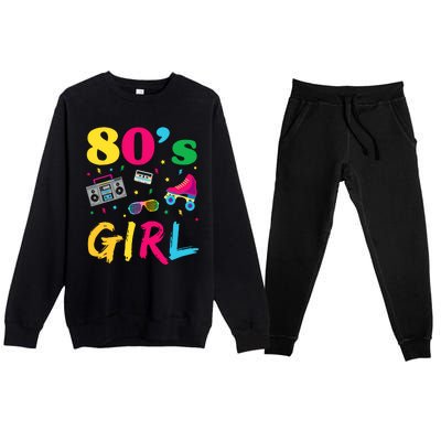 80s Girl Retro Costume Premium Crewneck Sweatsuit Set