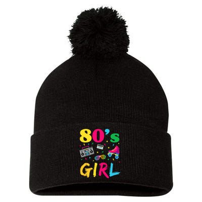 80s Girl Retro Costume Pom Pom 12in Knit Beanie