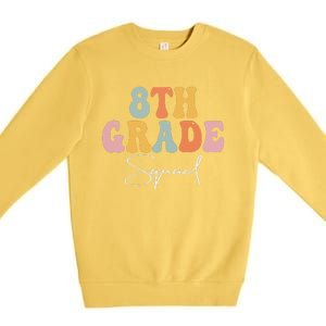 8th Grade Squad Retro Groovy Women Happy First Day Of School Premium Crewneck Sweatshirt