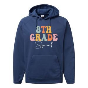 8th Grade Squad Retro Groovy Women Happy First Day Of School Performance Fleece Hoodie