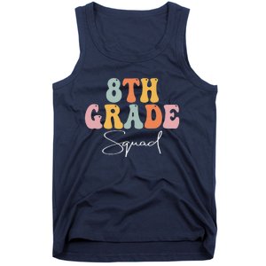 8th Grade Squad Retro Groovy Women Happy First Day Of School Tank Top