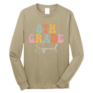 8th Grade Squad Retro Groovy Women Happy First Day Of School Long Sleeve Shirt