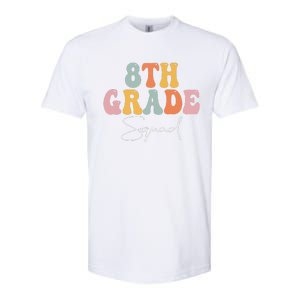 8th Grade Squad Retro Groovy Women Happy First Day Of School Softstyle CVC T-Shirt