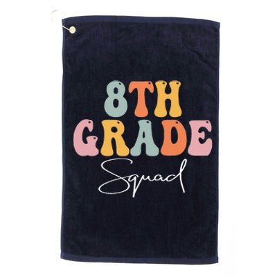 8th Grade Squad Retro Groovy Women Happy First Day Of School Platinum Collection Golf Towel