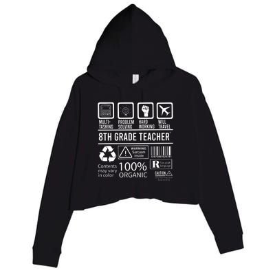 8th Grade Teacher MultiTasking Certified Job Gift Eighth Grade Crop Fleece Hoodie