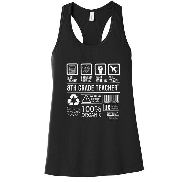 8th Grade Teacher MultiTasking Certified Job Gift Eighth Grade Women's Racerback Tank